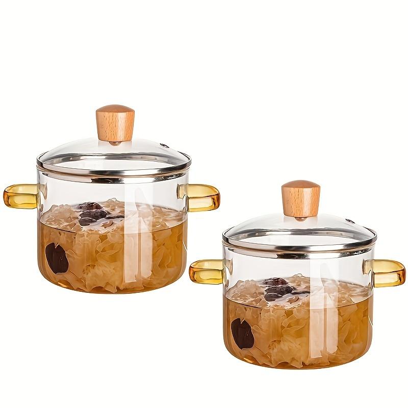 Durable High Borosilicate Glass Cookware Dual-Handle Stew & Soup Pot Transparent Design Electric Stove Compatible