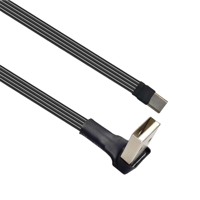 Плоский гибкий Г-образный 90 градусов USB Male на Type C Кабель для зарядки и передачи данных 10 Вт для мобильного телефона ноутбука