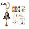 Crochet Faith Keychain DIY Kit, Handmade Women Angel Heart Pigeon Kit Keychain, Beginner Yarn Knitting Pendant, Religious Gift for Christian