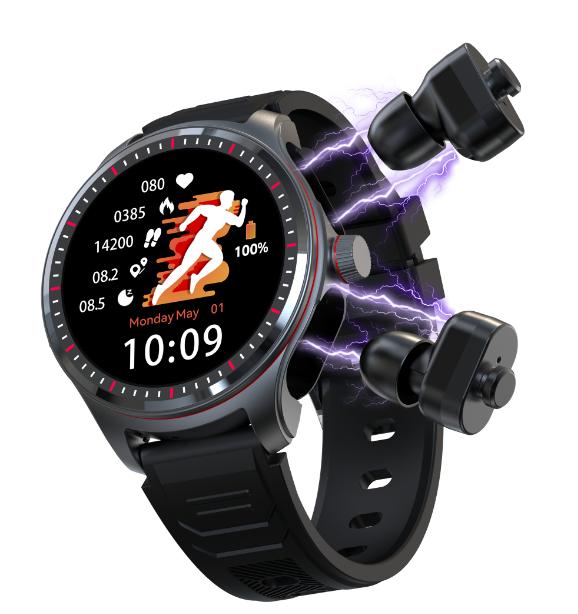 Waterproof Heart Rate Sleep Monitor BT Music Player BT Call Calories Wireless Earbuds LC19 Smart Watch With Earphone TWS Headset