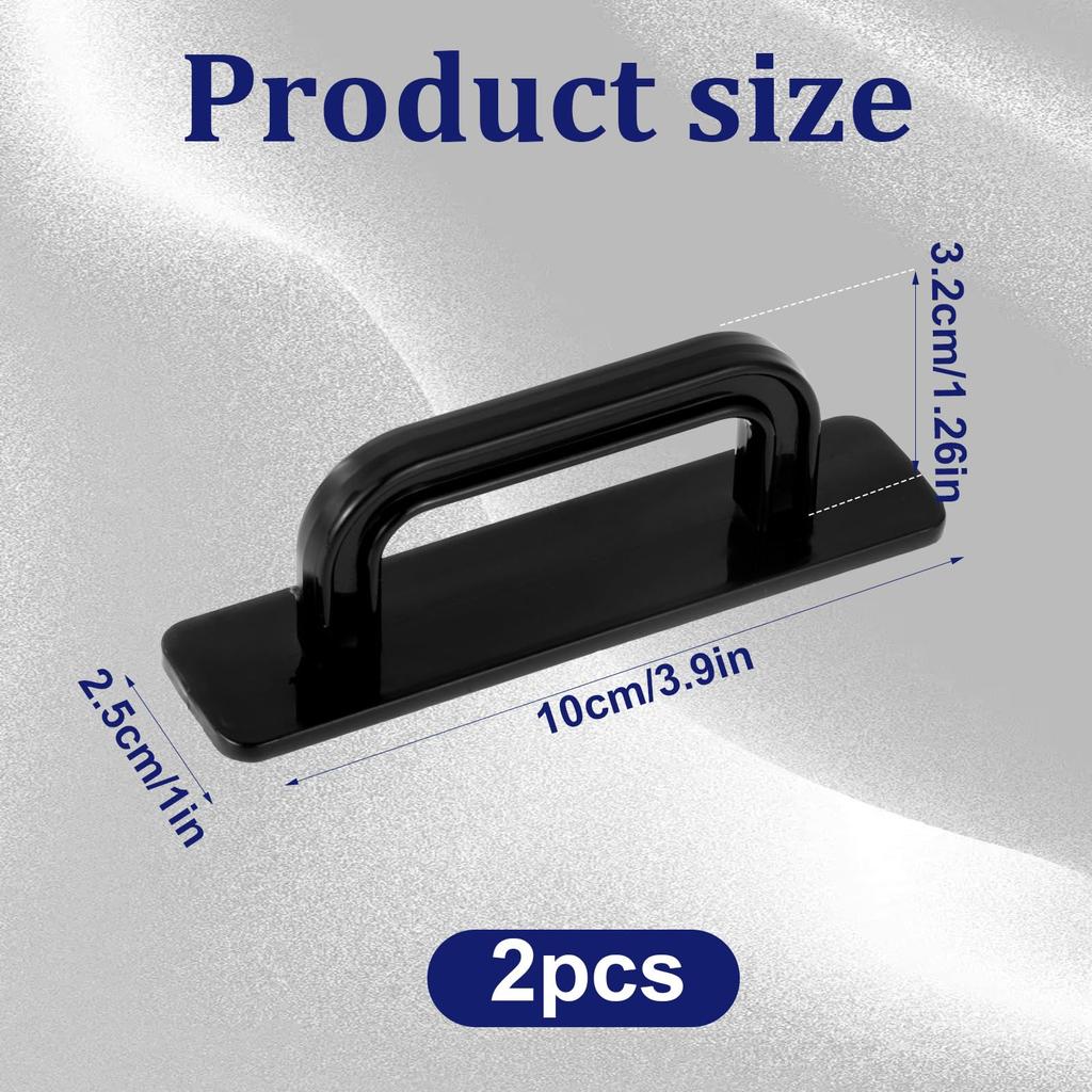 Punch Free Adhesive Handle 2 Piece Set Door/Wardrobe/Shower Door Universal Handle Black
