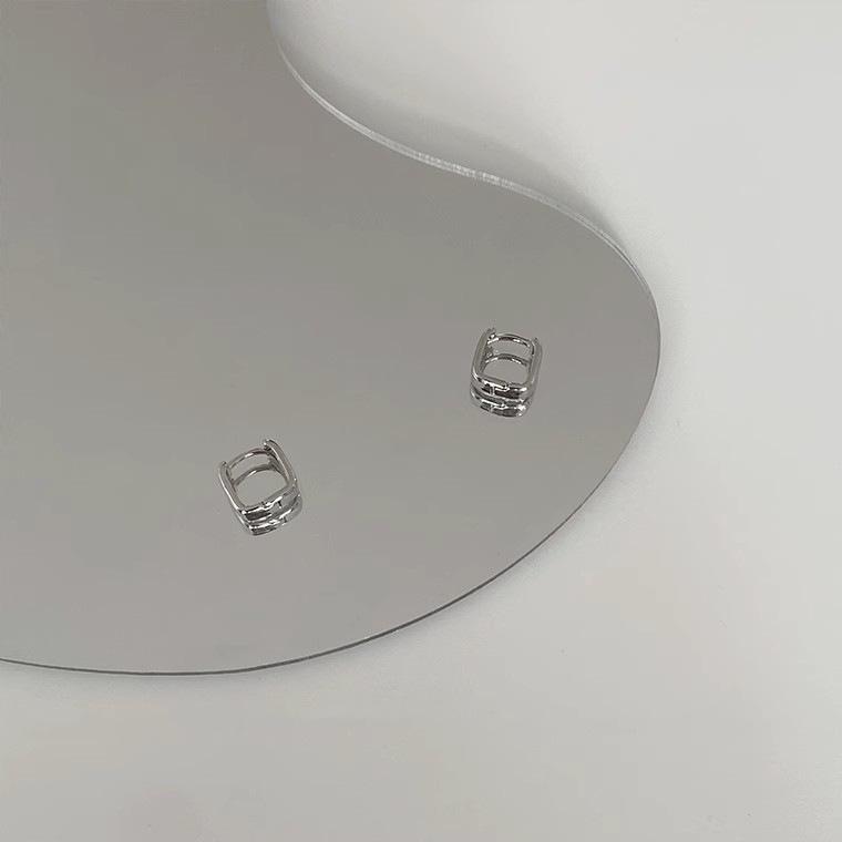 Японские и корейские квадратные серьги из серебра 925 пробы - Стильные, удобные, несъемный дизайн для мужчин и женщин