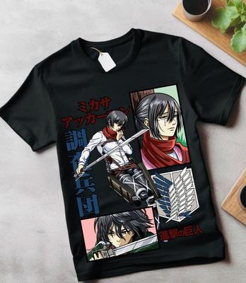 Футболка Микаса Атака Титанов Футболка Shingeki No Kyojin Аниме Футболка AOT Все Размеры