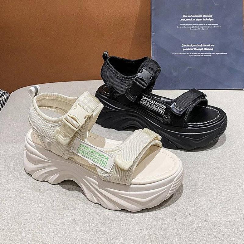 Fashion Platform Ladies Shoes Footwear Summer 2024 Beach Wedge Waterproof Sandals For Women Vip Korea Chic Elegant And Low Price Trend