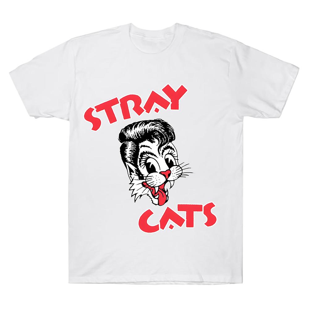 Футболка Stray Cats Rock с кошачьей головой, хипстерская уличная мода, женская мужская, с круглым вырезом, с коротким рукавом, из хлопка, одежда
