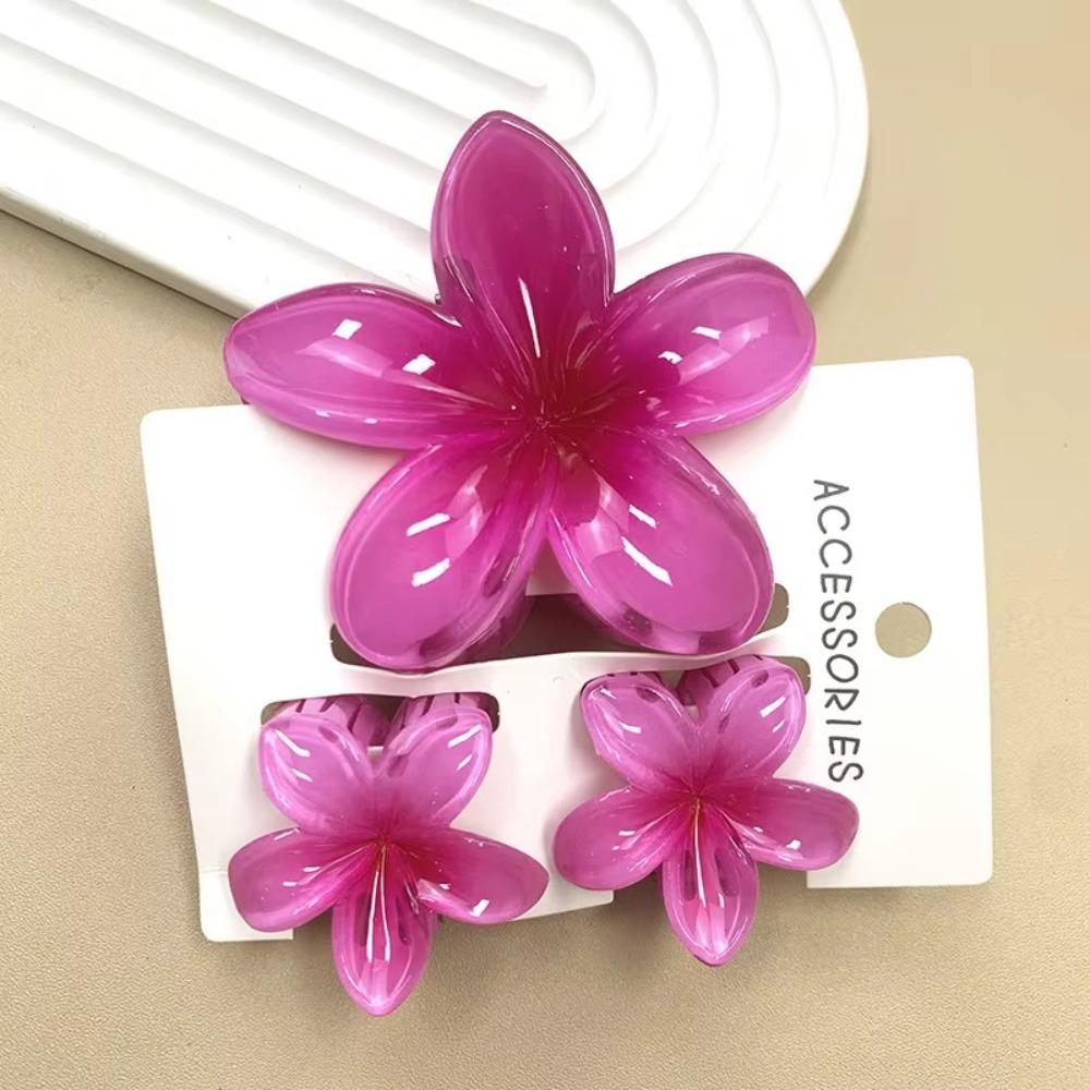 3Pcs/Set Acrylic Hair Claws Plumeria Flower Ponytail Clip Colorful Hair Accessories Summer