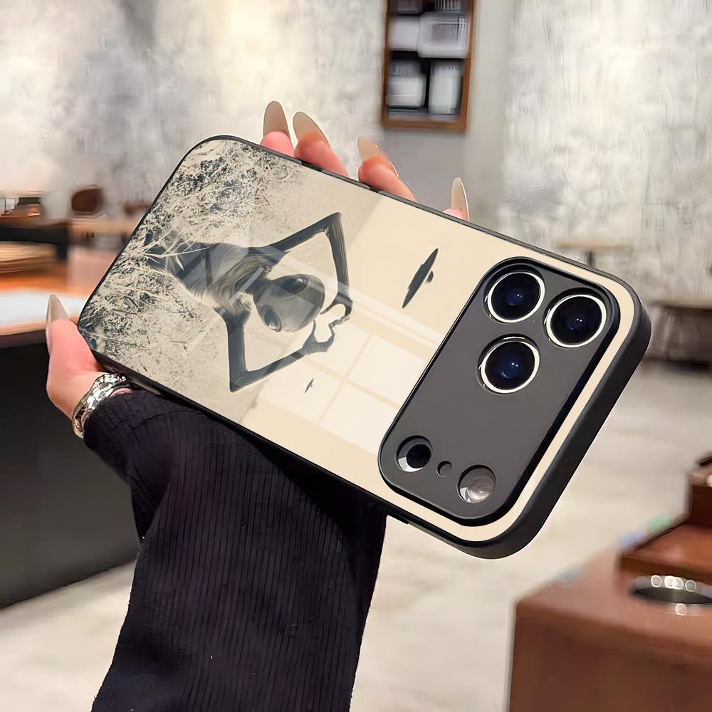 Смешной Космический НЛО Инопланетная Штука Чехол Для Телефона Для IPhone 17 Air 16 E Pro Max 15 14 13 Mini 12 Pro 11 Max Plus Черная Стеклянная Крышка