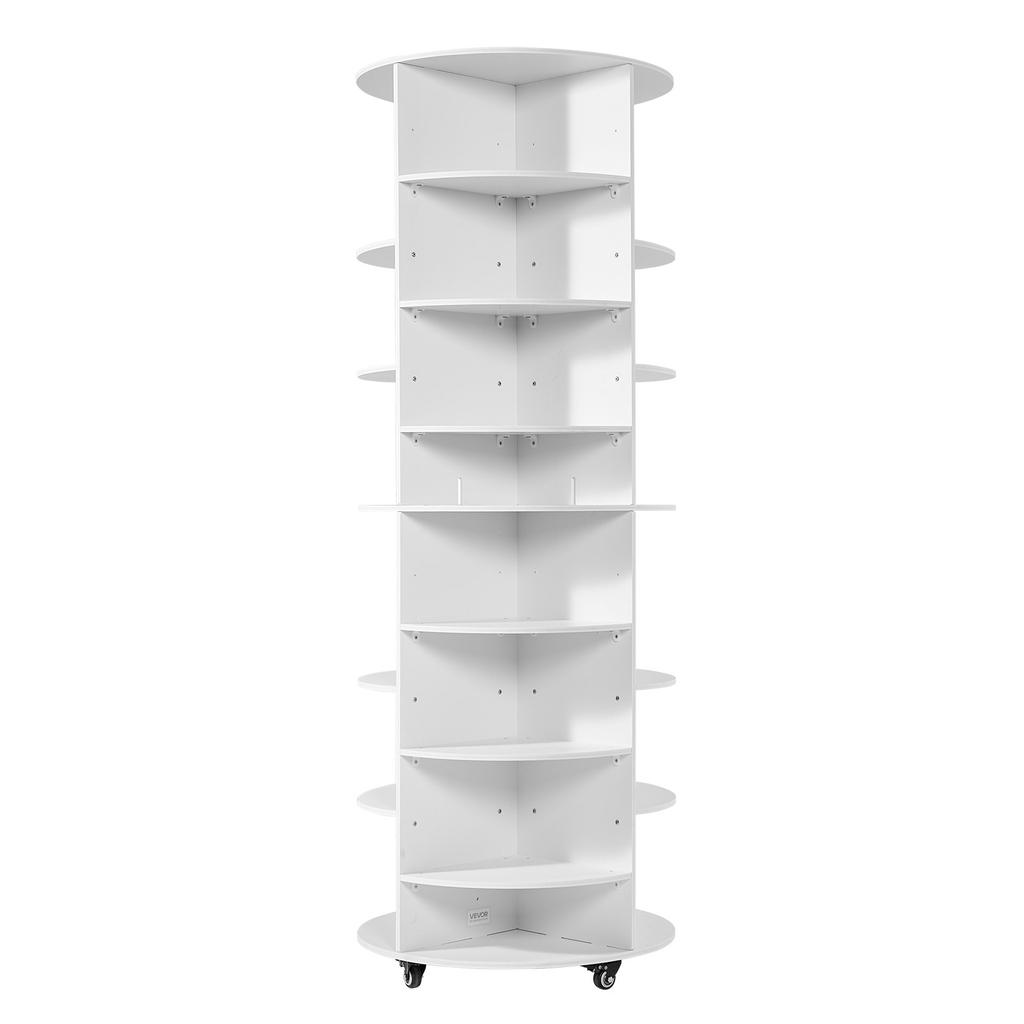 VEVOR 7 Tier Rotating Shoe Rack Tower with Adjustable Shelves, Movable 360 degrees Spinning Carousel Display with Wheels