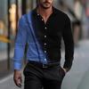 Мужская эластичная рубашка в стиле бизнес-кэжуал с длинным рукавом и цветными блоками