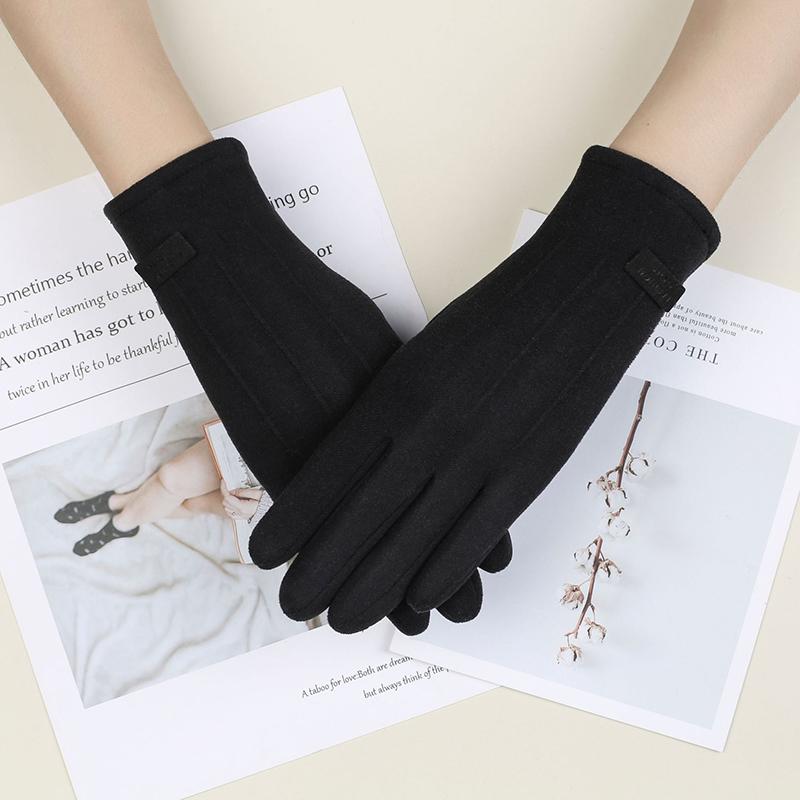 1Pair Winter Women Keep Warm Touch Screen Elegant Simple Cashmere Gloves Elasticity Thickened Soft