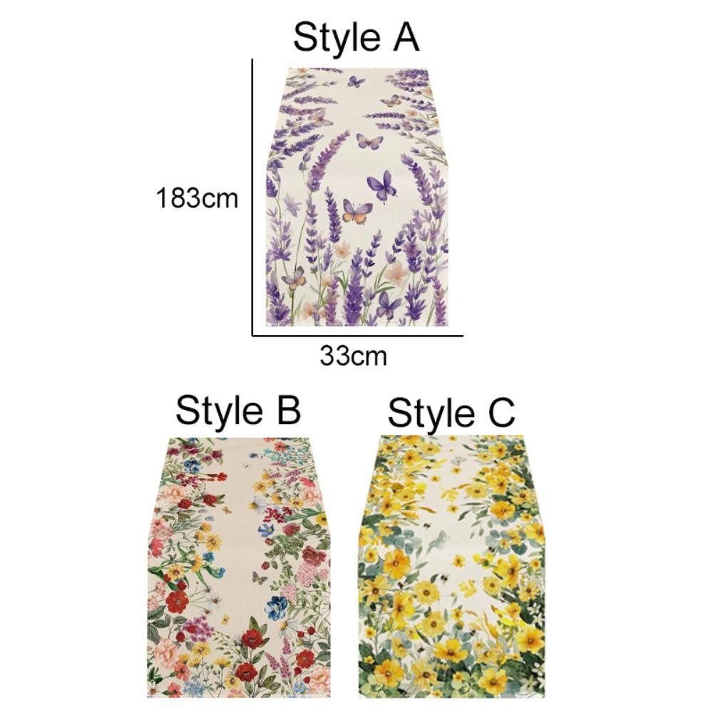 Vintage Linen Table Runner Flower Printed Tablecloth Home Decoration Table Cover  Table Decor