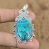 Natural Copper Arizona Turquoise Gemstone Pendant 925 Sterling Silver Jewelry