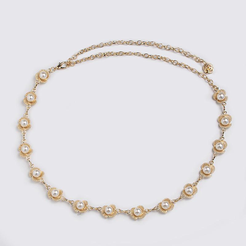 Gold Silver Pearl Waist Belt With Floral Design For Elegant Women Gift Idea