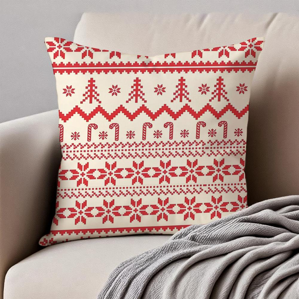 Christmas Snowflakes Cushion Cover Pillowcase Antidustmite Invisible Zipper Short Plush Sofa Cushion