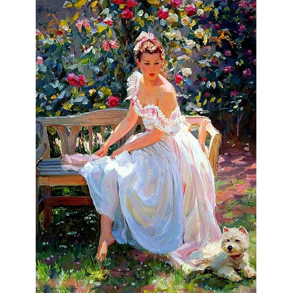 Painting Beauty 5d Diamond Portrait Cross Stitch Kit Diy Full Round Diamond Embroidery Mosaic Art Home Decoration Picture