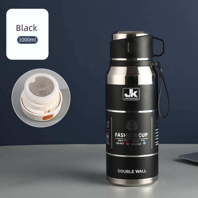 316 Stainless Steel Portable Large-Capacity Thermos Cup for Male and Female Students, 1-Liter Tea Cup, Outdoor Car-Mounted Water Cup Kettle