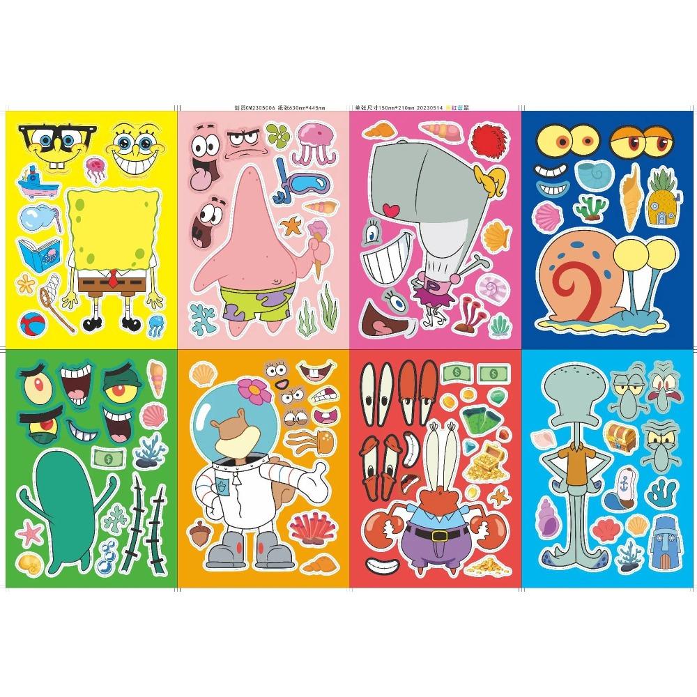 SpongeBob Theme Birthday Party Favor Supplies Keychain Sticker Slap Bracelets for Goodie Bag Fillers Classroom Reward Prizes