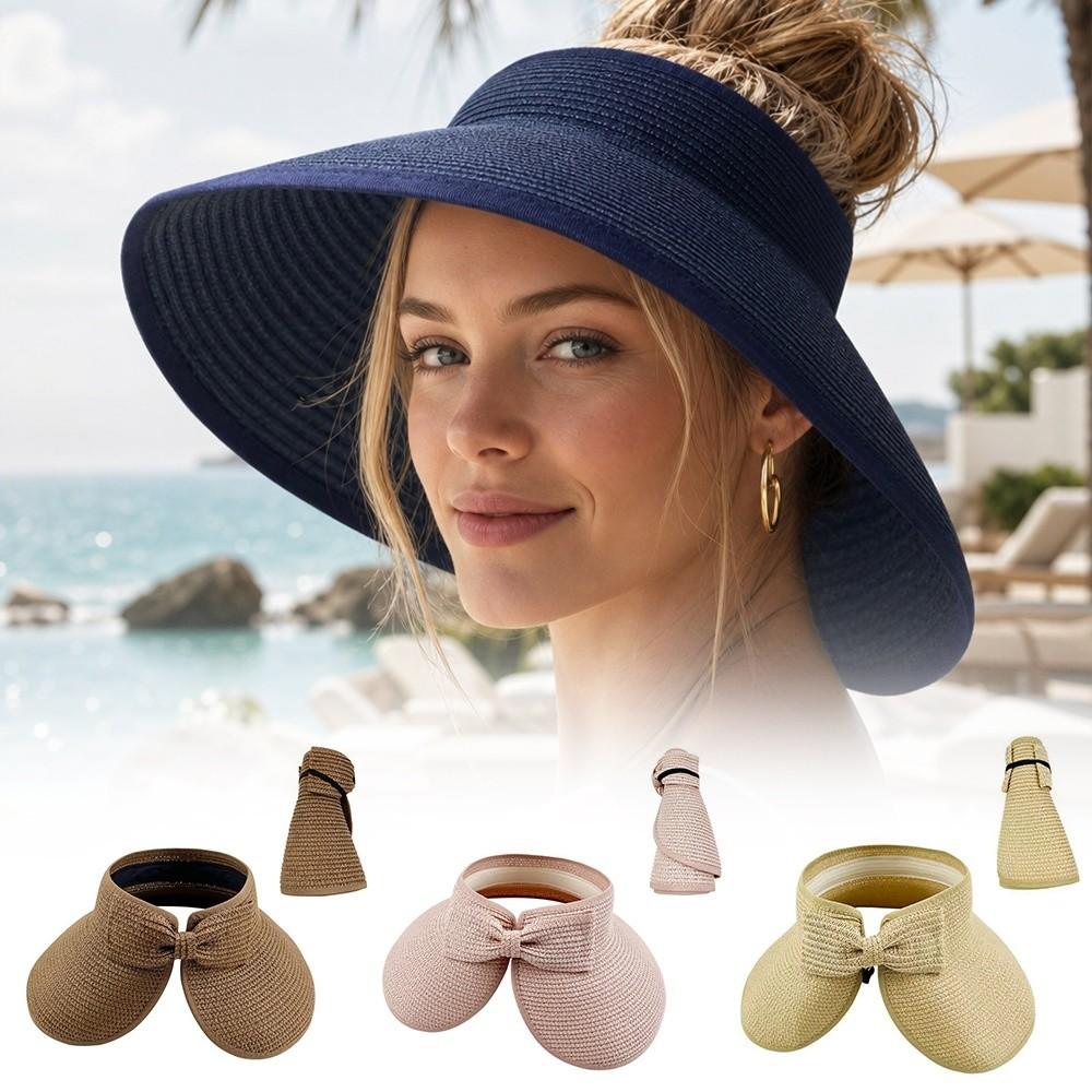 Open Top Women's Sun Hat Bohemian Style Straw Hat New Sun Visor Hat  Outdoor & Travel