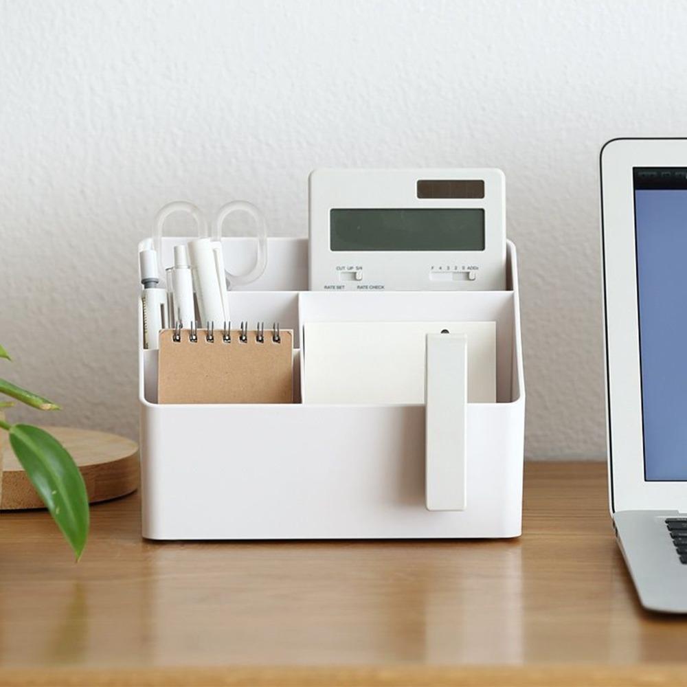 Home Organize PP Desktop Storage Box Multifunctional Large Makeup Organizer White Multicompartment Desk Office Organizer Desktop