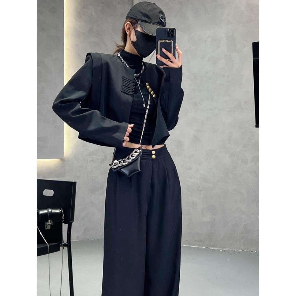 Женский китайский ретро-костюм из двух частей: Куртка с длинным рукавом и брюки с высокой талией от Пана Коу