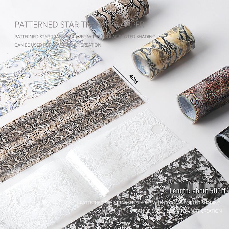 Наклейки-переводки для нейл-арта «Звездное небо»: Кружево и Леопардовые Лазерные Принты