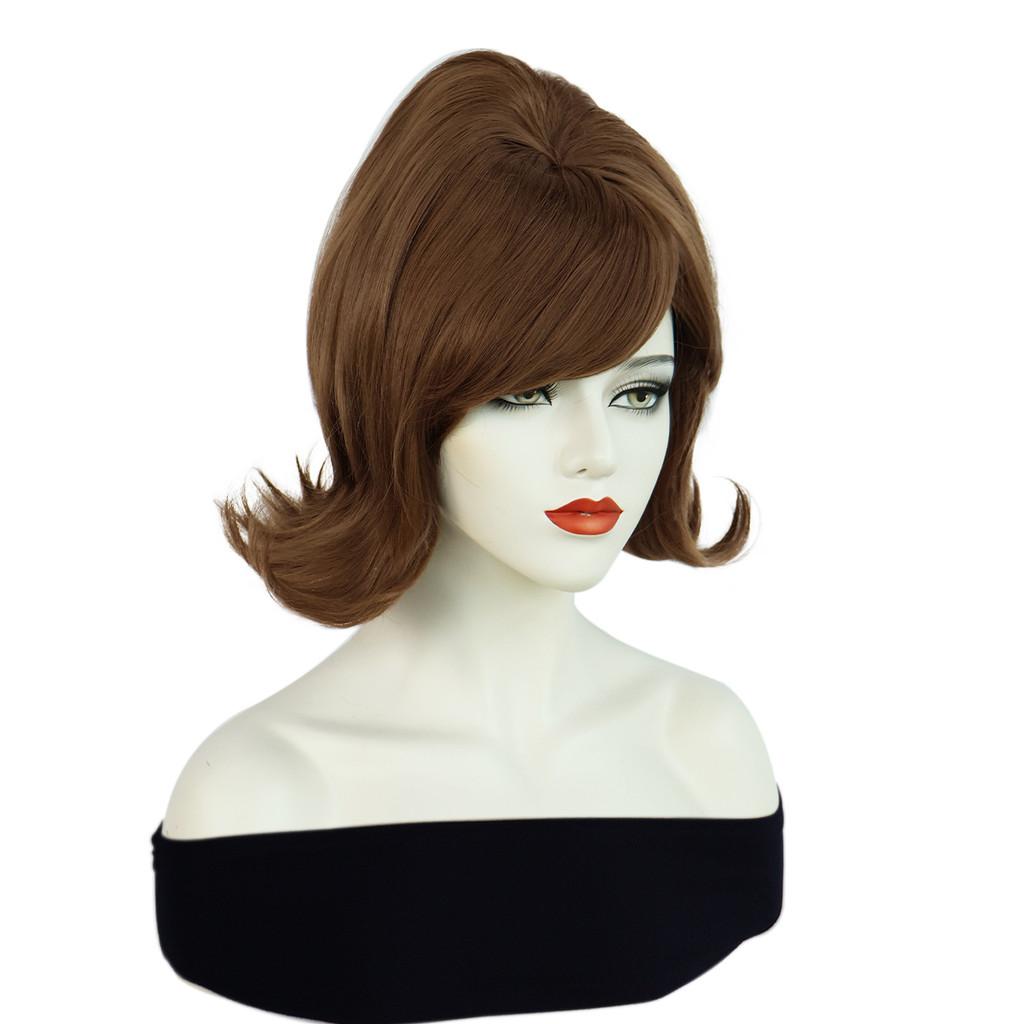 Cos Female Costume Wig With Slanted Bangs And Vintage Flipped Ends Made Of Hightemp Silk For Cosplay