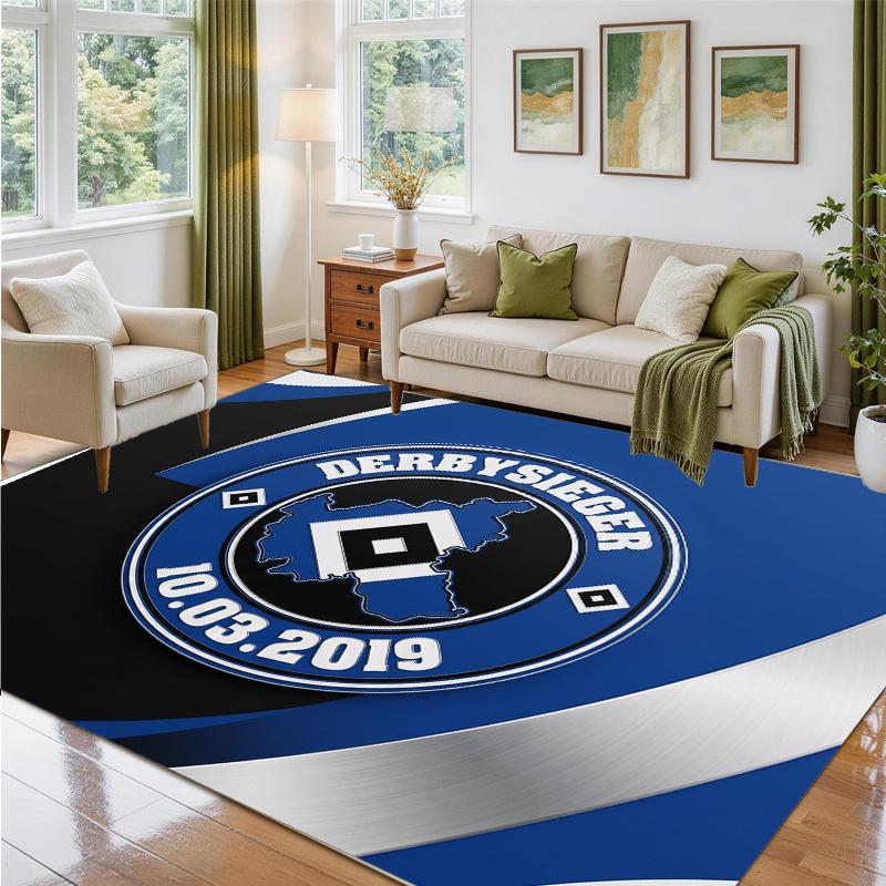 Hamburger SV Football Design Crystal Velvet Rug Soft Decorative Mat for Bedroom Entrance