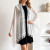 Women Lace Splicing Headscarf Shawl Lightweight Sheer Wrap Elegant Open Front Cover Up for Daily and Formal Wear