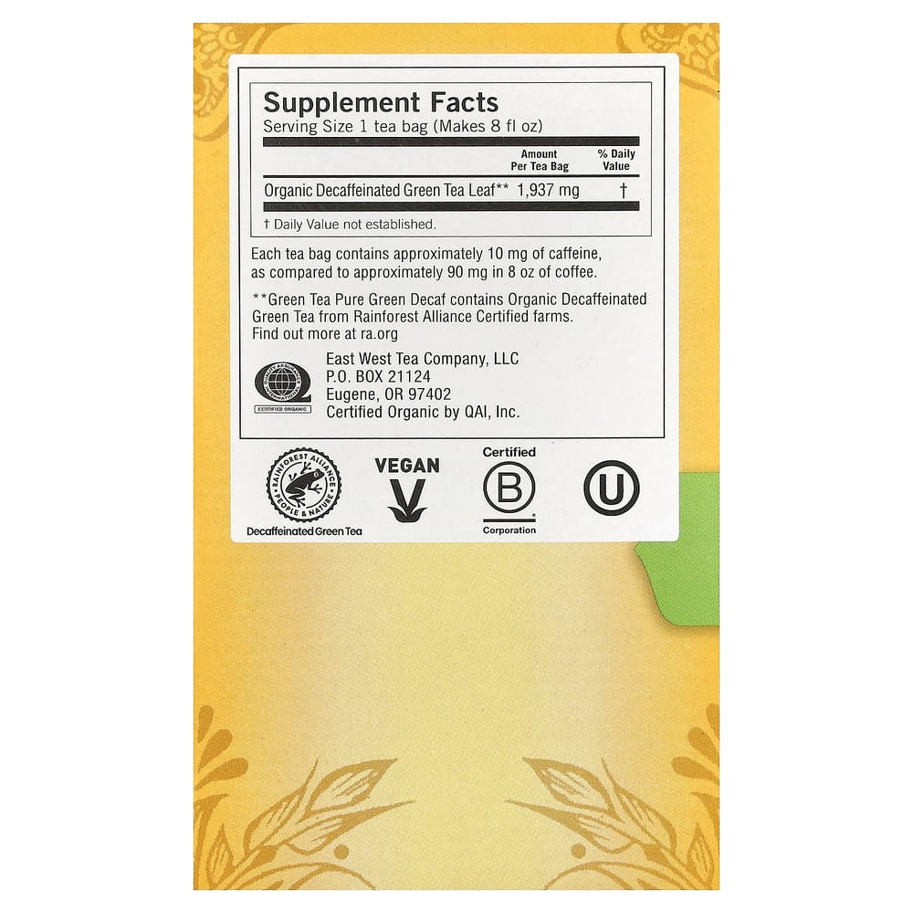 IHerb Yogi Tea Чистый Зеленый Чай Без Кофеина, 16 Пакетиков, 31 г (1,09 унции)