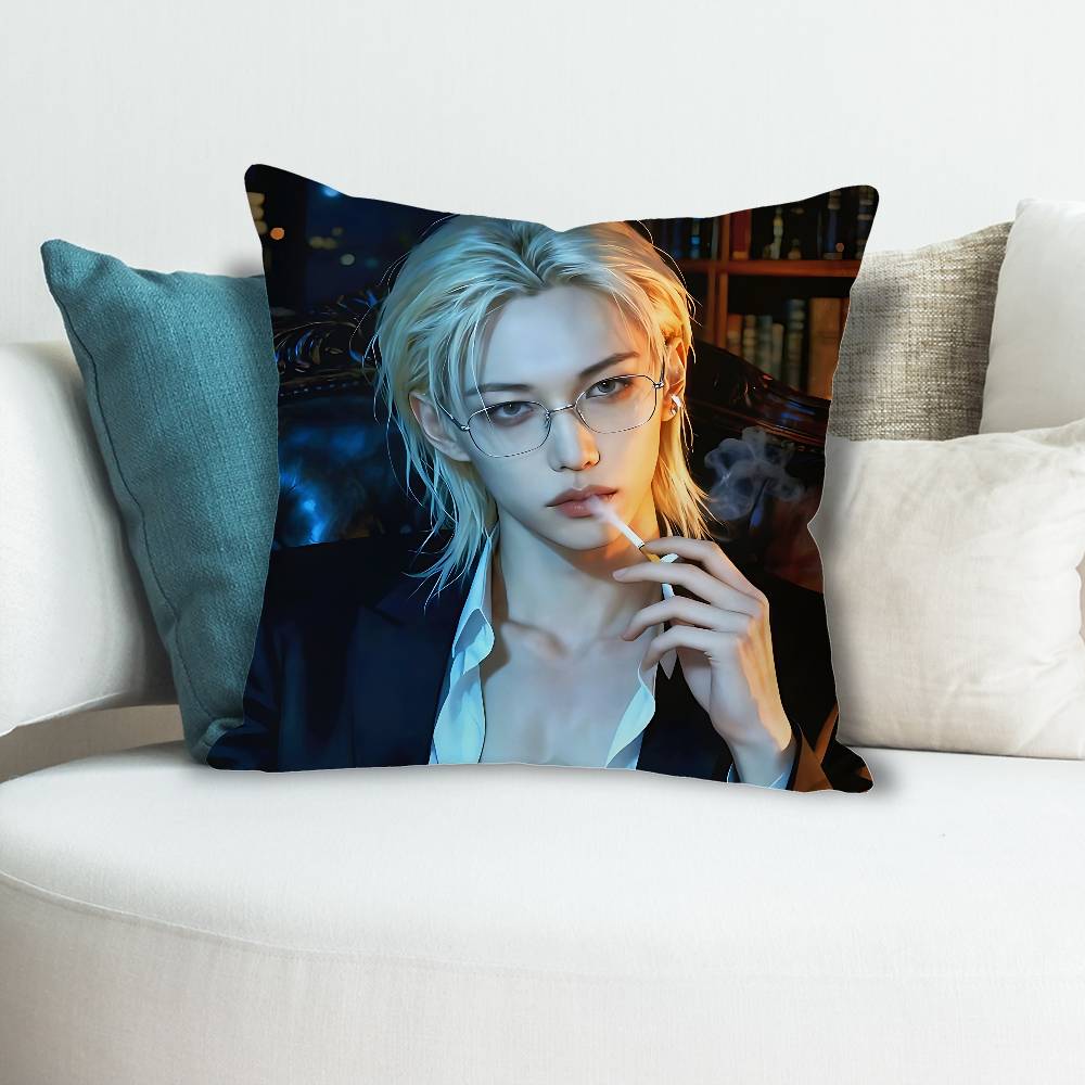 Cool Singer FFelixs LLee Anime Celebrity Merchandise AllMatch Printed Pillow Case Sofa Car Office Room Decoration Protector