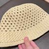 Solid Color Braid Bucket Hat For Women Summer Hollow Out Breathable Beach Hat Knit Dome Fisherman Caps Lady Sunshade Panama Cap