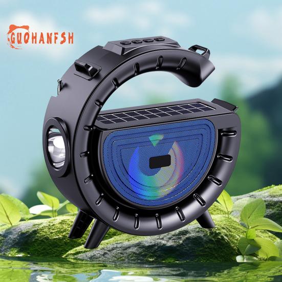 Bluetooth-совместимый динамик с солнечной зарядкой, музыкальным плеером, фонариком и FM-радио — незаменимый помощник для кемпинга на открытом воздухе