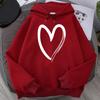 Sweatshirt Women's Heart-print Plush Top For Loose Casual Sports Hooded Pullover