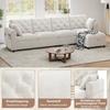 Modern Velvet Sofa with L-Shaped Corner Storage, Adjustable Left and Right, Magazine Pockets, Button-Tufted Backrest. Beige. (281×86×71 cm)