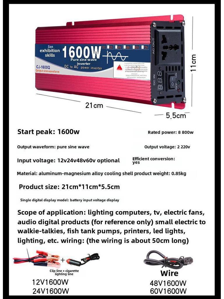 Changji 4000W Pure Sine Wave Inverter: 12V-72V To 220V for Car, Truck, Solar - 5000W