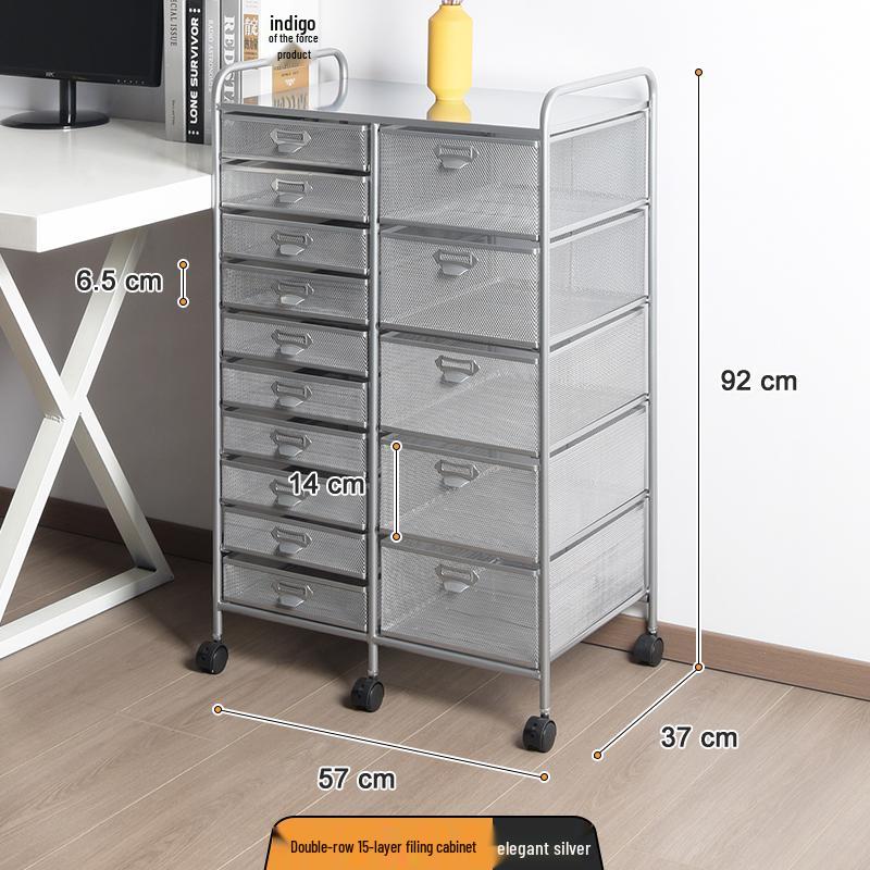 Wrought Iron A4 File Rack with Drawers - Under-Desk Document Storage Cabinet & A3 Classification Organizer