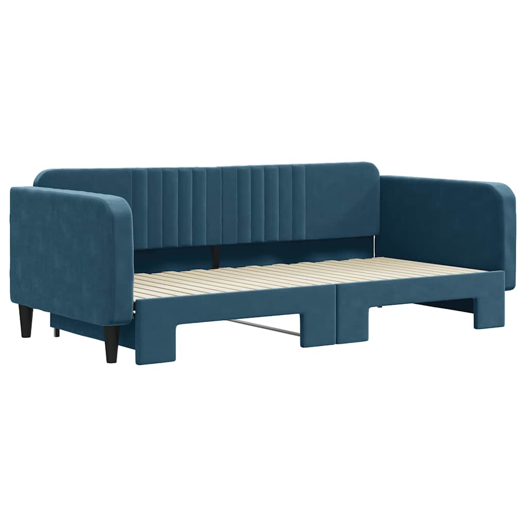 Daybed Extendable Blue 100 x 200 cm Velvet