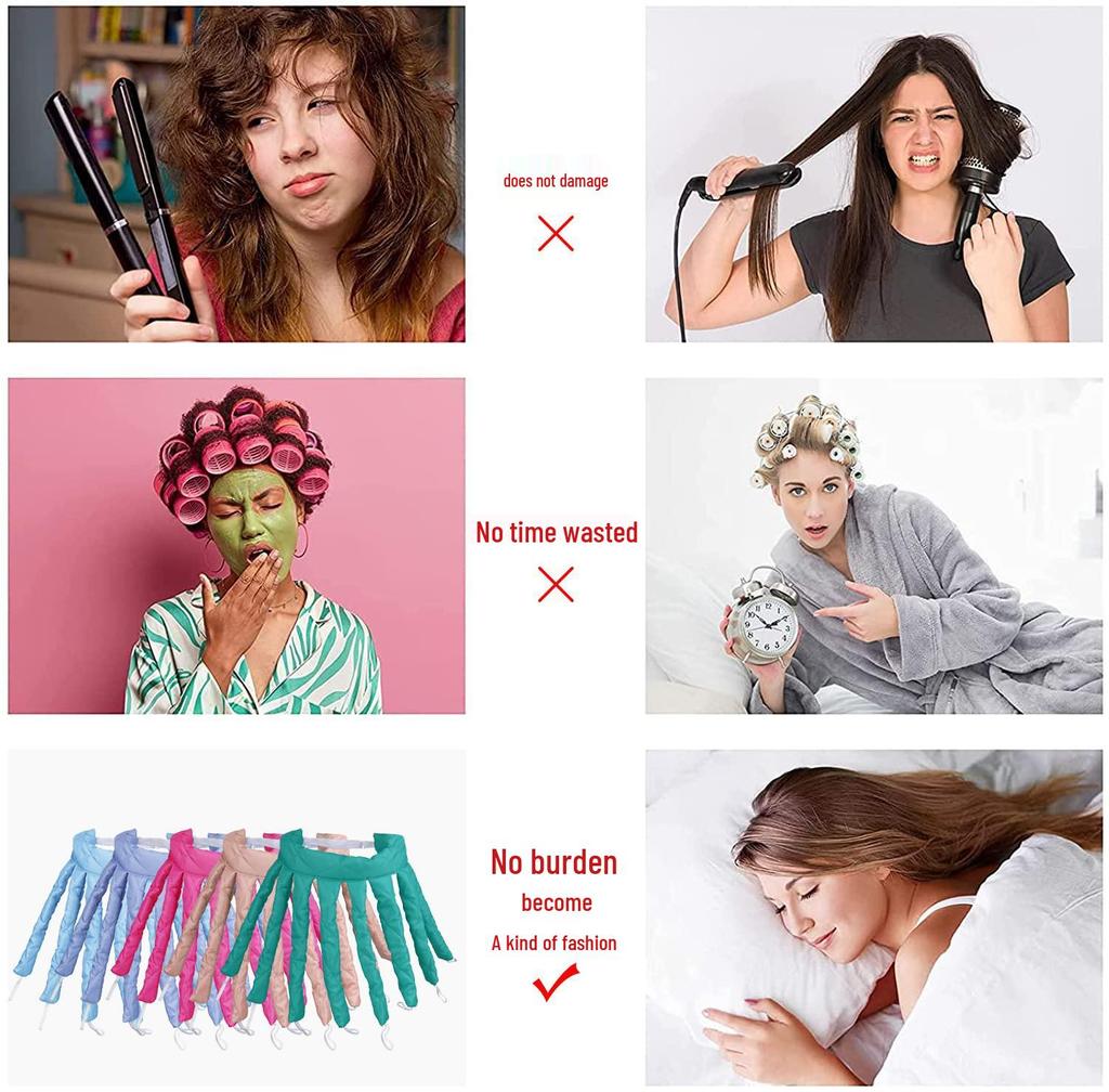 Осьминог Без нагрева Ленивые бигуди Повязка на голову для крупных волн