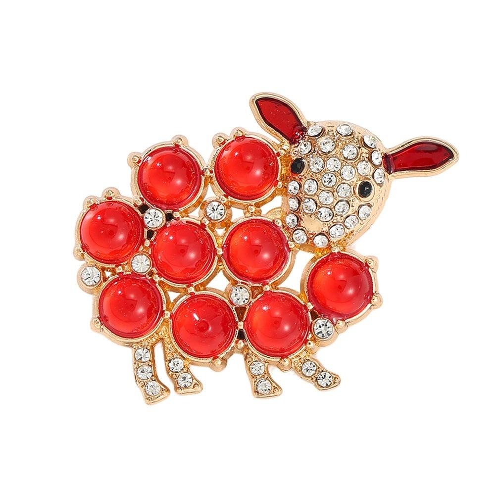 Rhinestone Zodiac Sheep Brooch Vintage Lamb Brooch Suit Coat Animal Lapel Pin New Year