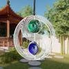 Stainless Steel Metal Wind Spinner Blue Green Ball Decor Rotating Wind Chime Garden Display Metal Ornament Flow Effect Pendant