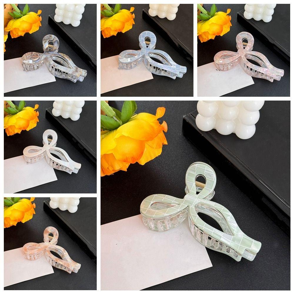Colorful Acetate Grab Clip Korean Style Large Shark Clip Elegant Bow Hair Claw  Ladies