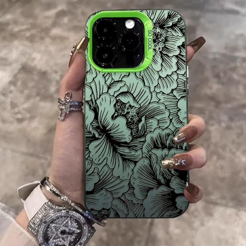 Линия Цветок Применимо Apple 15 Цвет Серебристый iPhone14Pro Креативный 13/11Pro Max Матовый 16 Защитный Чехол