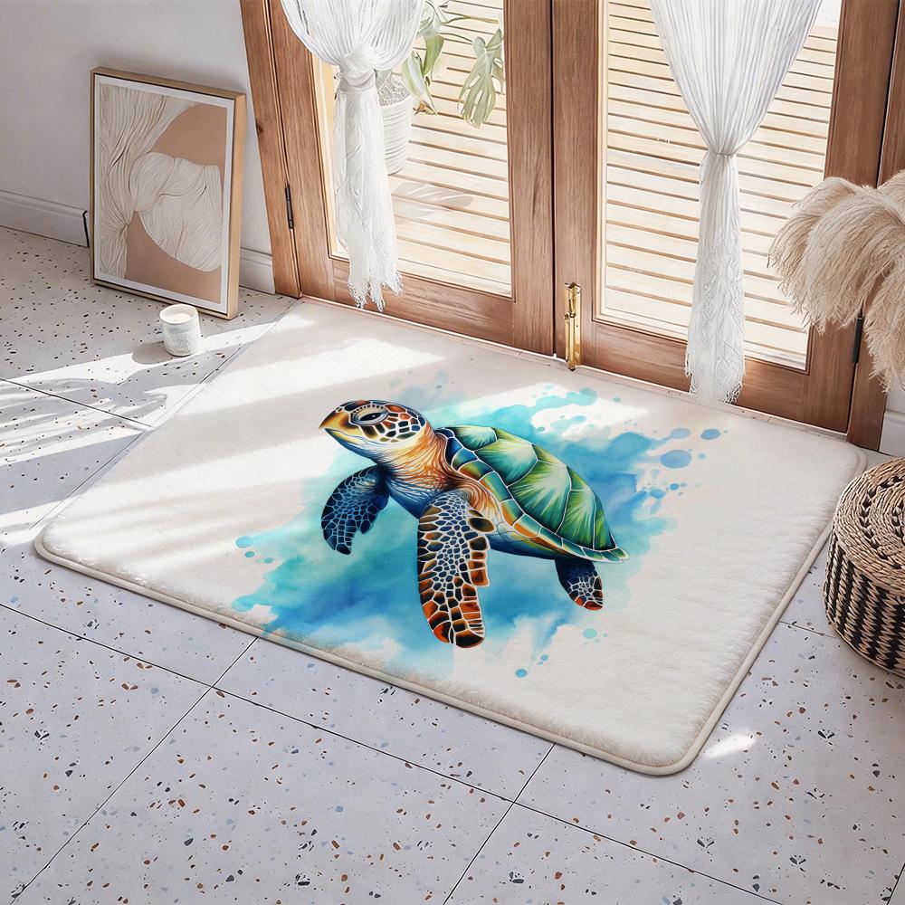 Animal A Turtle Floor Mat Eco Flannel Doormat Non Slip Odorless Indoor Floor Rug Soft Short Plush Home Mat