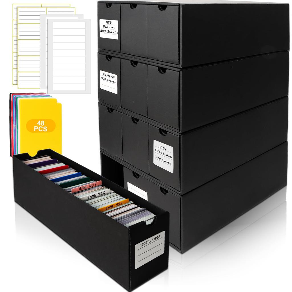 Коробка для хранения коллекционных карт HIMOMO, большая вместимость, более 12000 карт, органайзер для коллекционных карт CT с коробкой и 48 картами для бейсбола, этикетки и клейкая лента в комплекте