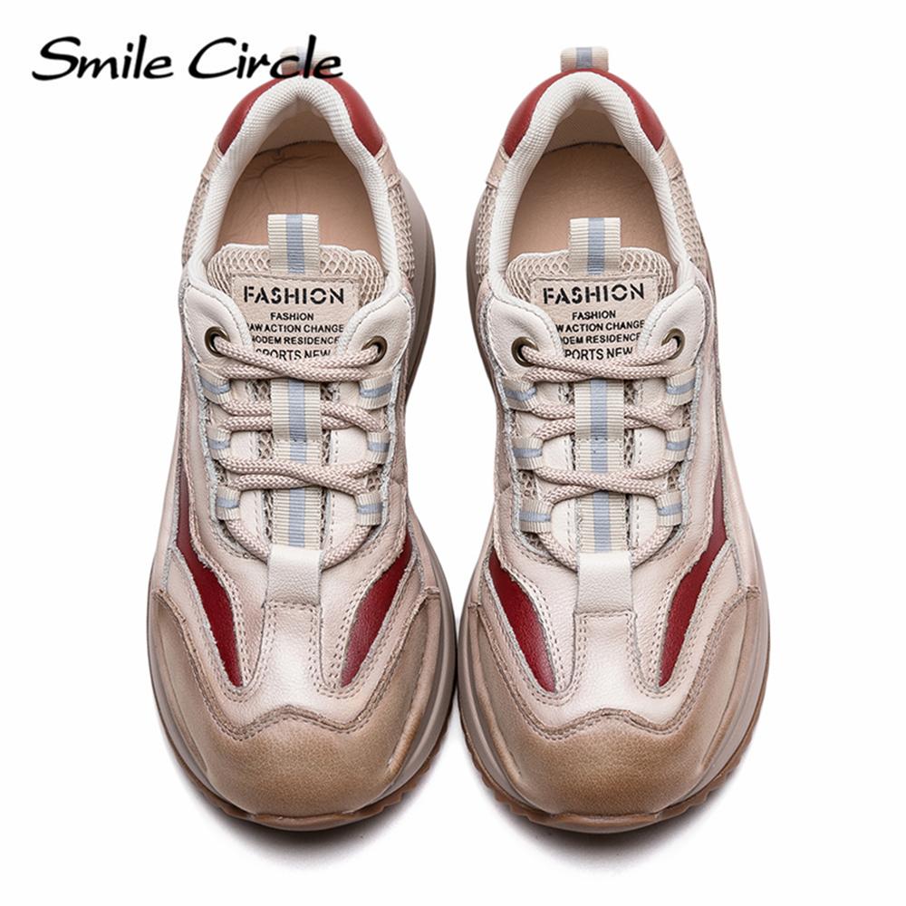 Женские кроссовки из натуральной кожи с круглым носком, увеличивающие рост, модные повседневные туфли на толстой подошве