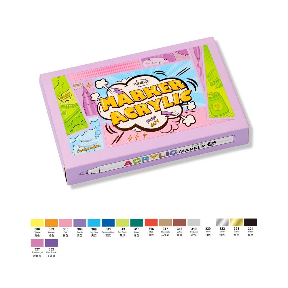 Набор акриловых маркеров 18-84 цвета Многоцелевая кисть-ручка для ткани, росписи камней, керамики, стекла, холста, для изготовления открыток своими руками, художественные принадлежности