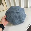 New Plaid Denim Beret Women's Spring and Autumn Trend Versatile Octagonal Pumpkin Hat Couple Painter Hat