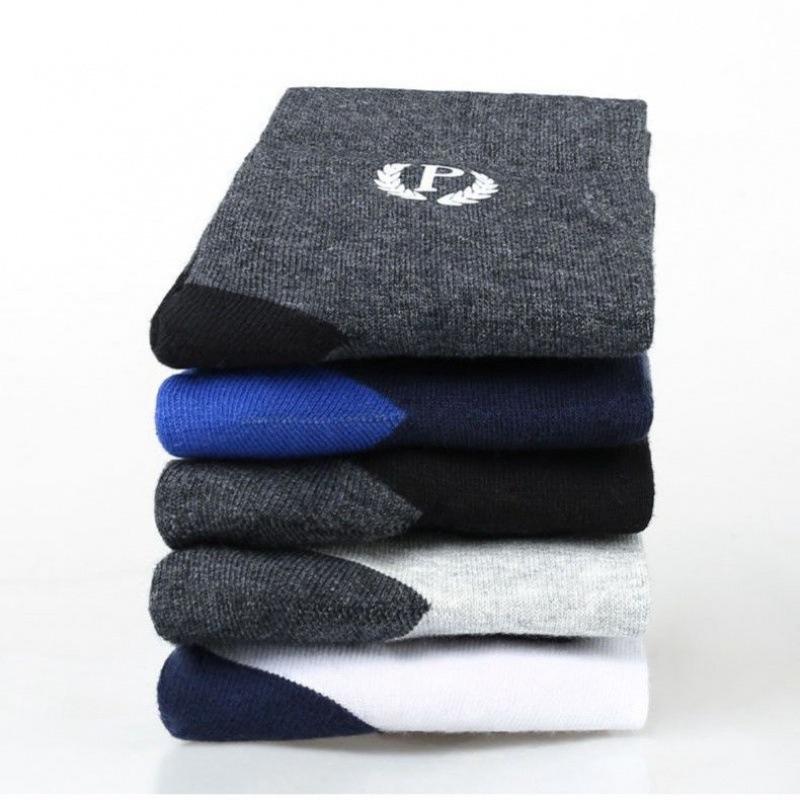 Мужские антибактериальные носки до середины икры, осенние и зимние, нескользящие, с буквами, дышащие, спортивные носки