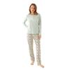 Patchwork Collar Plaid 100% Cotton Women's Pajama Set
