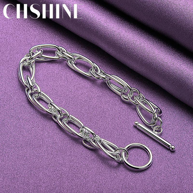 CHSHINE 925 стерлингового серебра двойной браслет-цепочка для женщин модные ювелирные изделия с подвесками